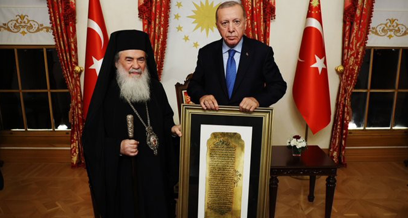 Cumhurbaşkanı Erdoğan, Kudüs Rum Ortodoks Kilisesi Patriği 3’üncü Teofilos’u kabul etti