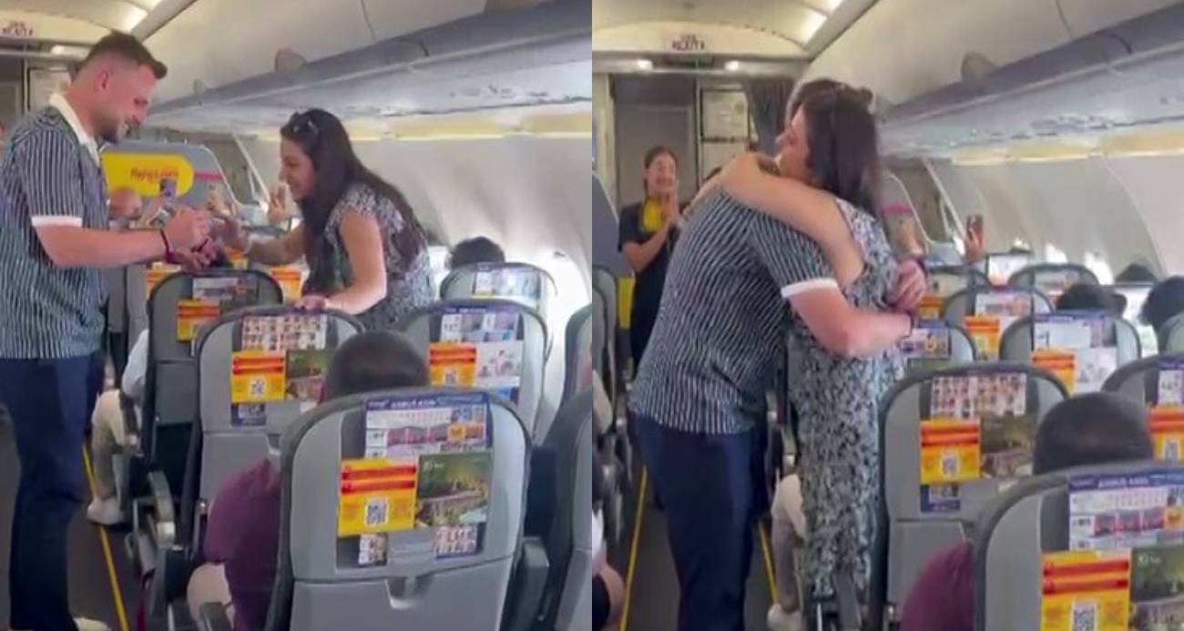 Dünyaevine ilk adımı gökyüzünde attılar