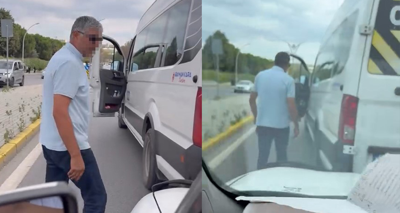Trafikte servis şoföründen sürücüye tehdit: "Nefesini keserim"