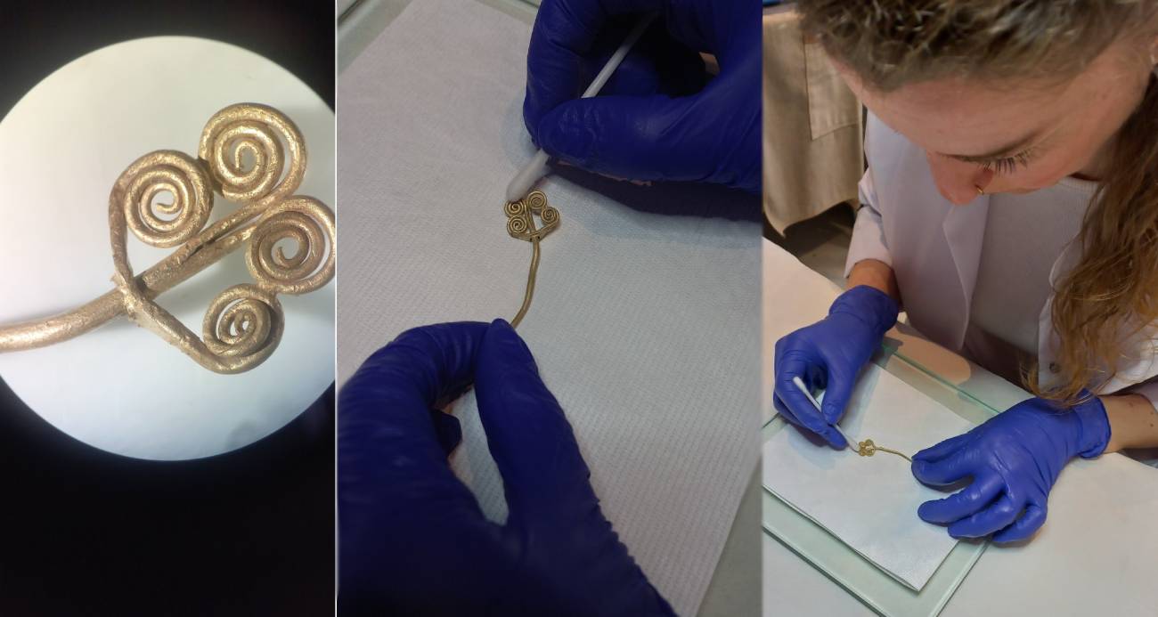 Troya’da 4 bin 500 yıllık altın broş ve ender yeşim taşı gün ışığına çıkarıldı