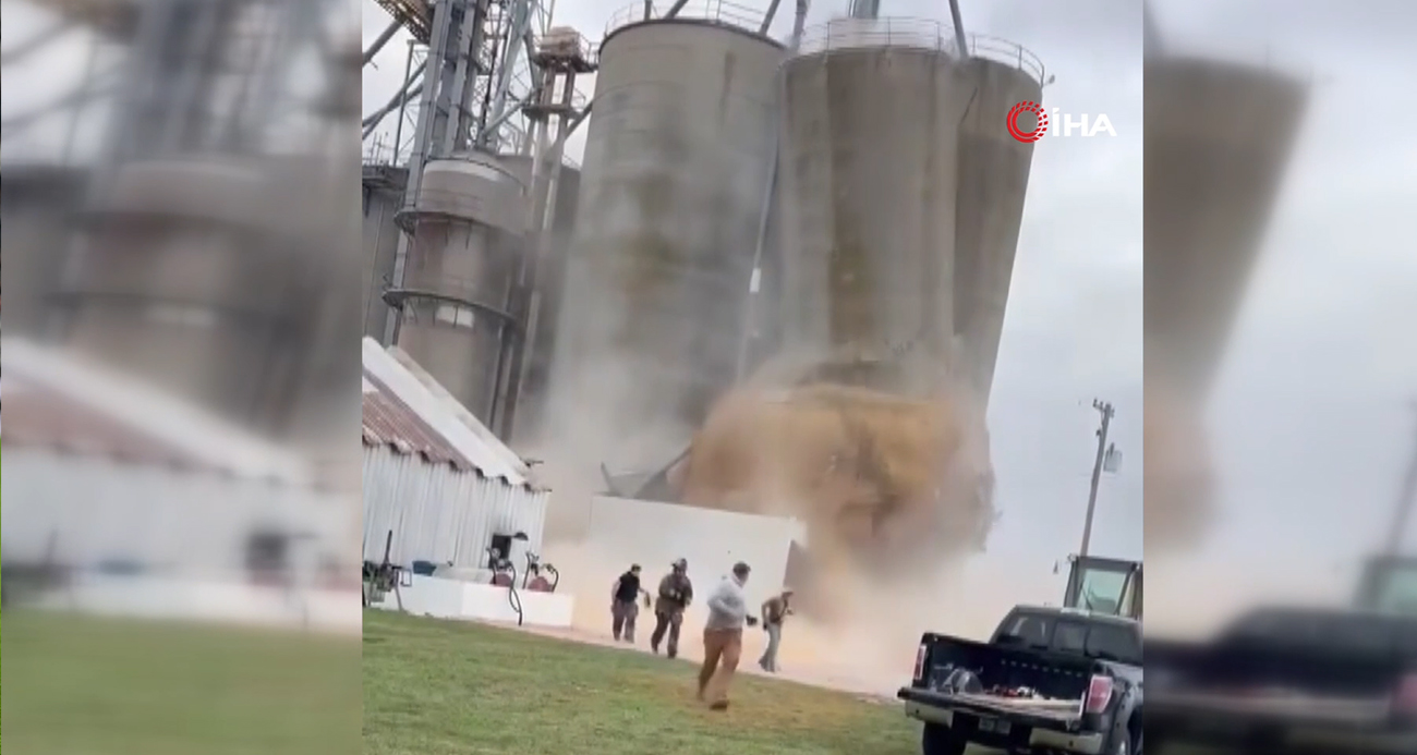 ABD'de tahıl silosu çöktü, yaşanan panik kameraya yansıdı