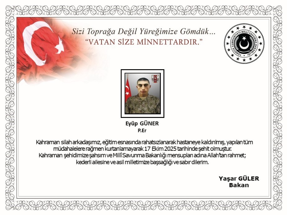 MSB acı haberi verdi... Tokat'ta hastaneye kaldırılan asker şehit oldu
