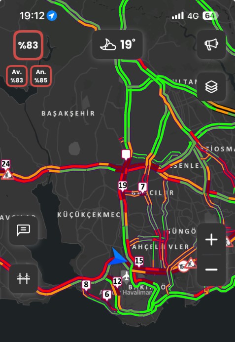 İstanbul’da trafik yoğunluğu yüzde 83’e ulaştı