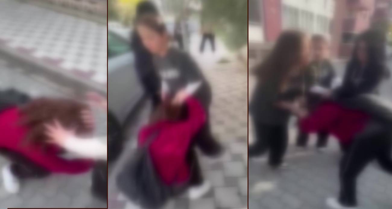 Balıkesir’de okul yakınında kız öğrencilerin kavgası kameraya yansıdı