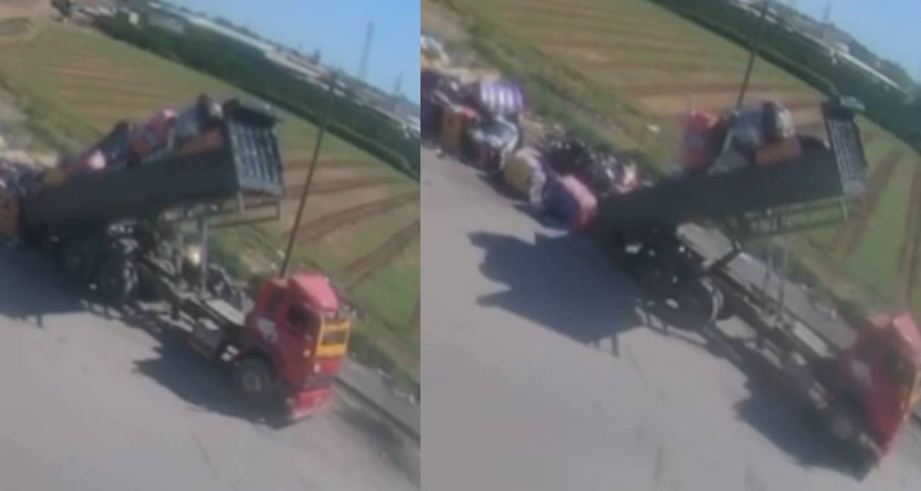 Sahile tonlarca tekstil atığının dökülme anı kamerada: Araç ve firma tespit edildi