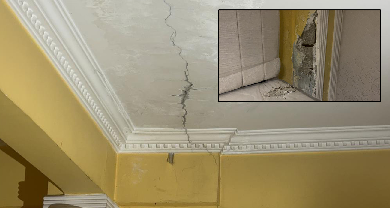 Kocaeli’de bir binanın kolonları çatladı: Aileler korkuyla evi tahliye etti