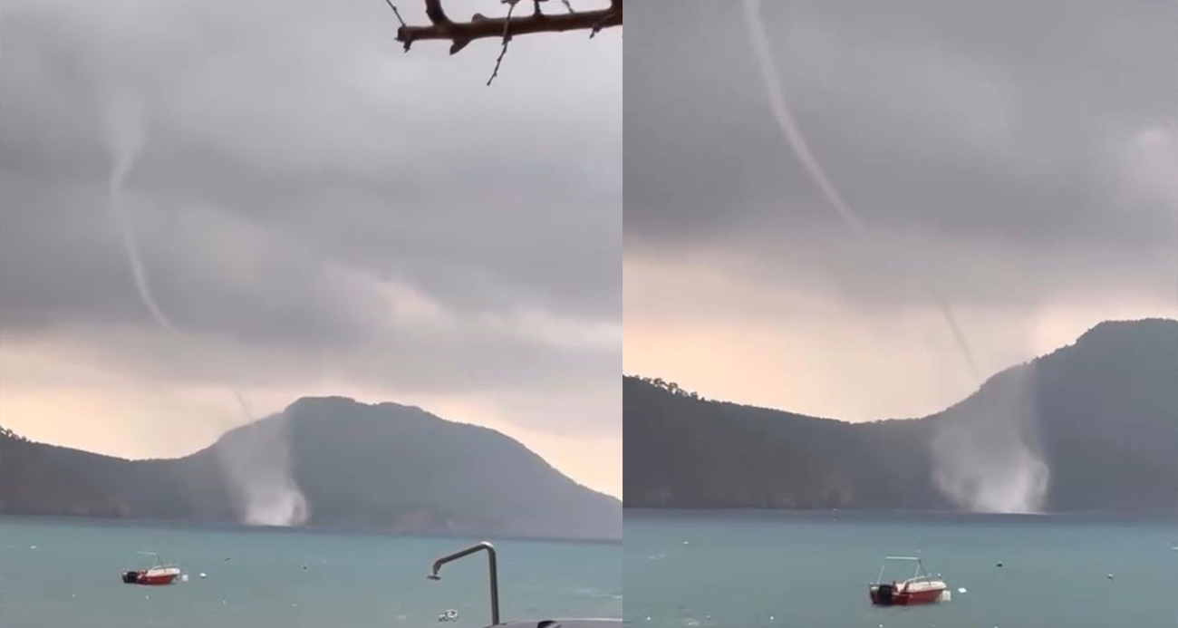 Antalya’da denizde aynı anda 2 hortum oluştu