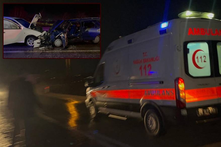 İki araç kafa kafaya çarpışt: 3’ü çocuk 9 yaralı!