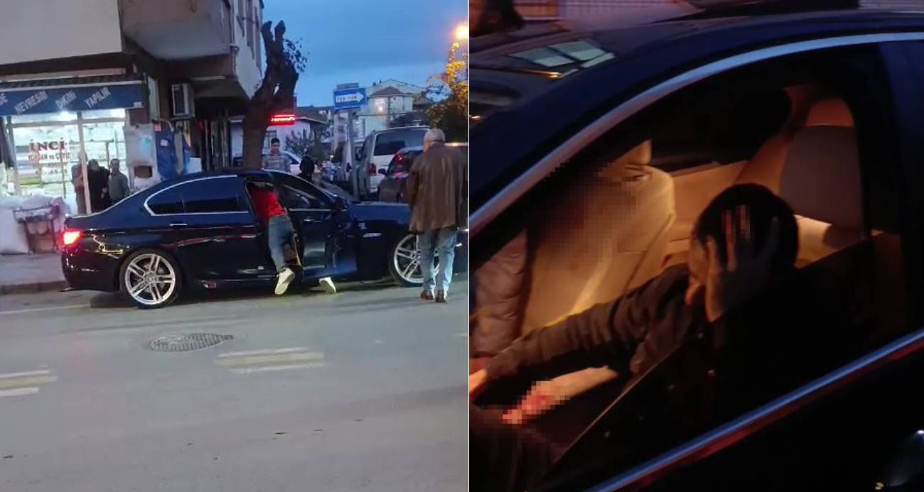 Lüks otomobilin içinde dehşeti yaşadı, kaçarken kaza yaptı