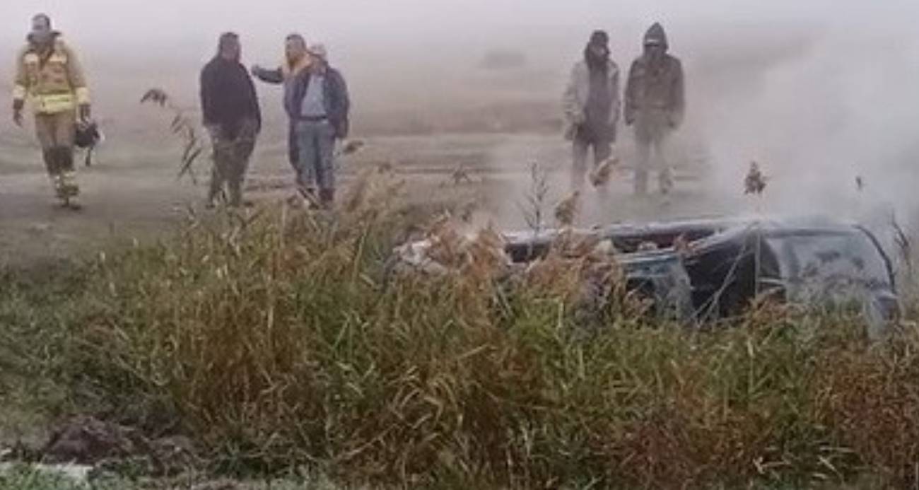 Manisa’da takla atan otomobil alev aldı: Sürücü yara almadan kurtuldu