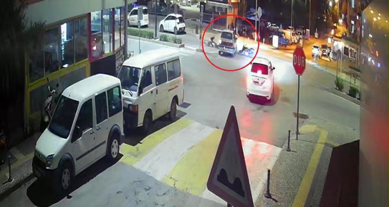 Motosikletli aracın üstünden takla atarak uçtu