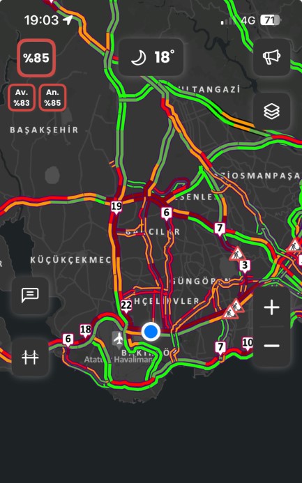 İstanbul’da trafik yoğunluğu yüzde 83’e ulaştı