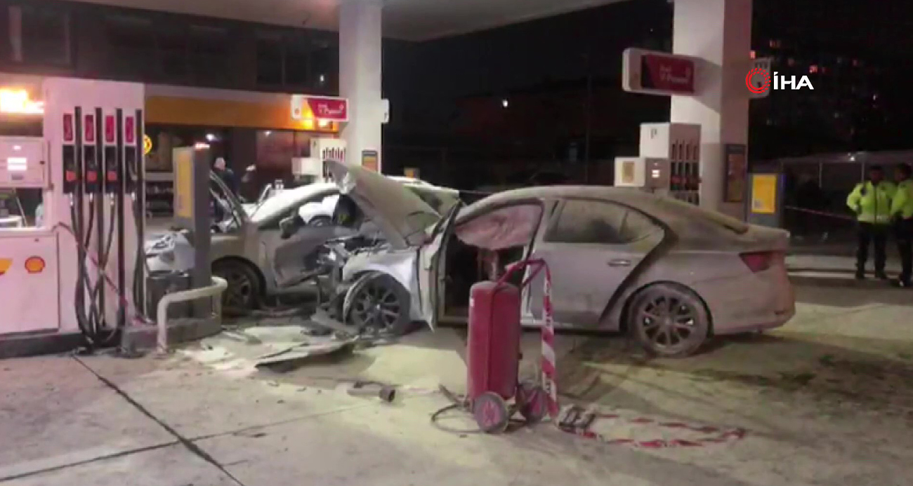 Çekmeköy’de araç benzinliğe daldı, facianın eşiğinden dönüldü