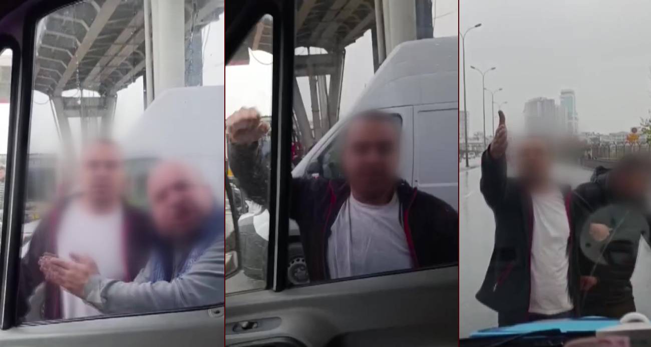 Yol verme kavgasında minibüsün camını yumrukladı