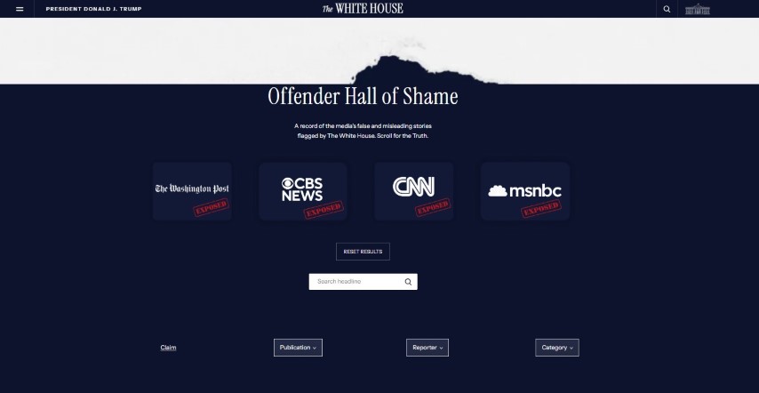 Beyaz Saray, resmi sitesinde gazetecileri ifşaladığı yeni sekme kurdu