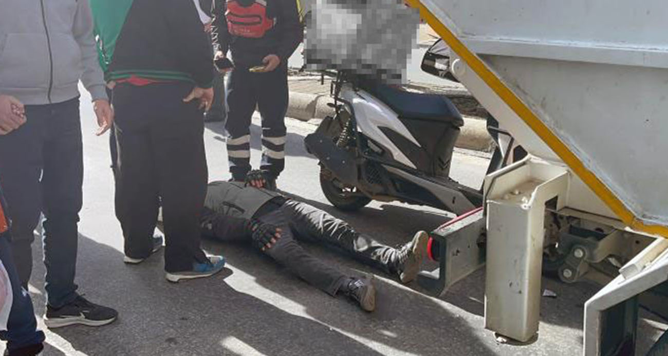 Çöp kamyonuna çarpan Motokurye yaralandı