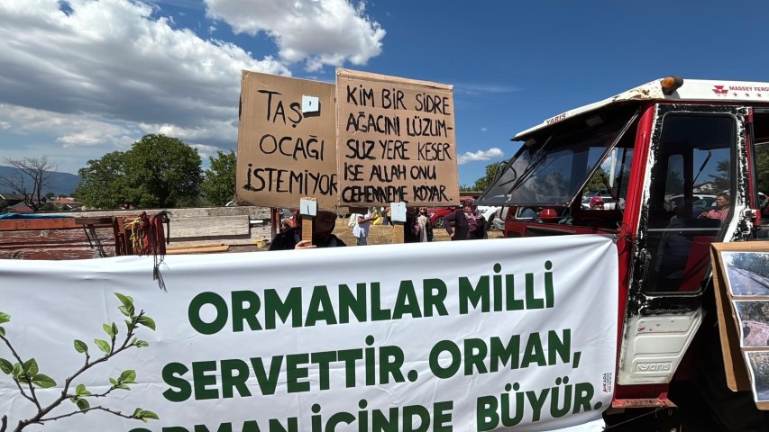 Bolu’da köylüler taş ocağına karşı eylem yaptı