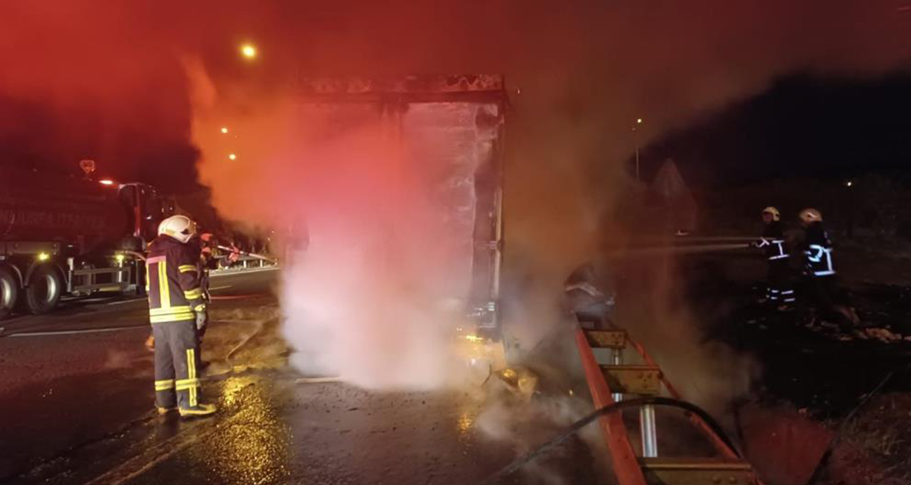 Şanlıurfa’da beyaz eşya yüklü tır alev alev yandı