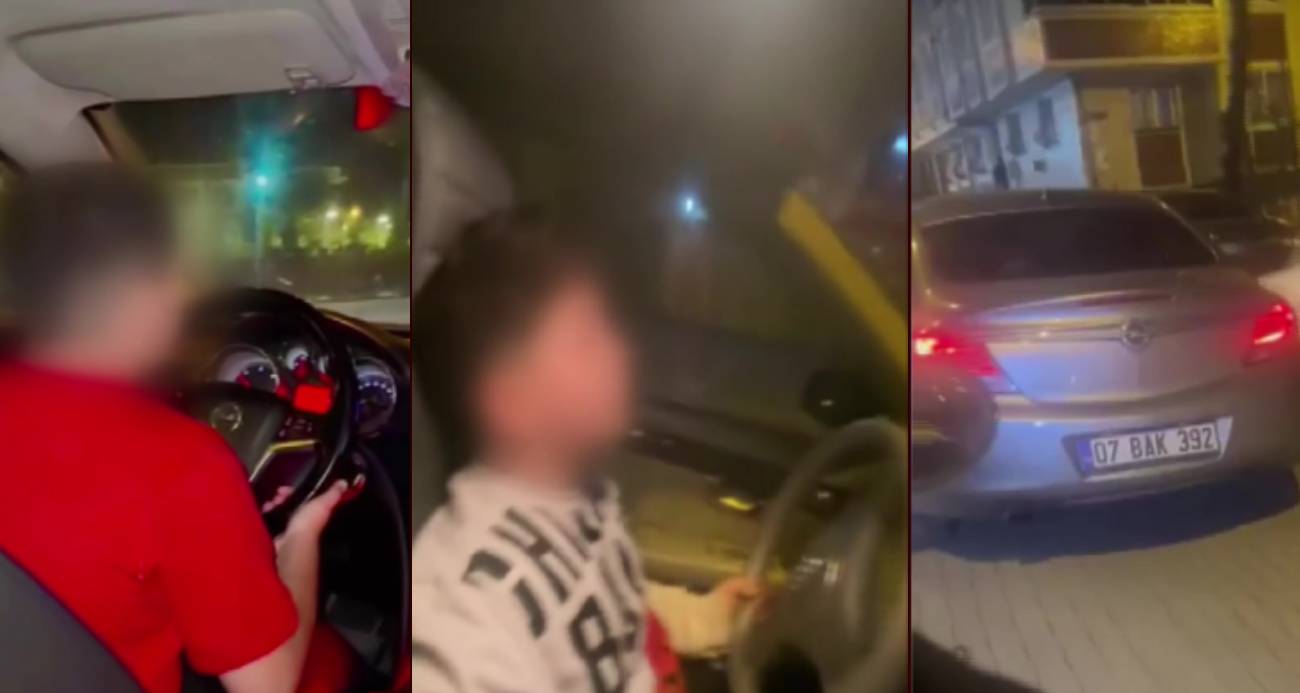 Esenyurt’ta anne babasının yanında otomobil ile trafiğe çıkan küçük çocuk kamerada