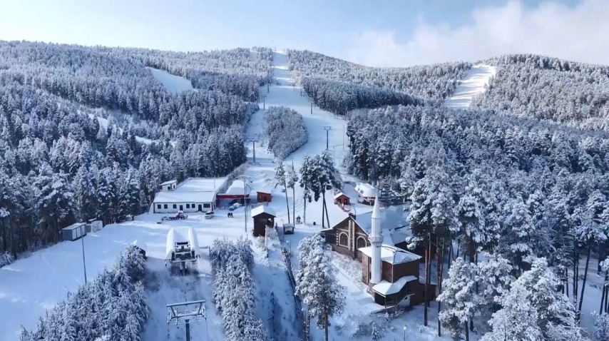 Beyaza bürünen Sarıkamış havadan görüntülendi