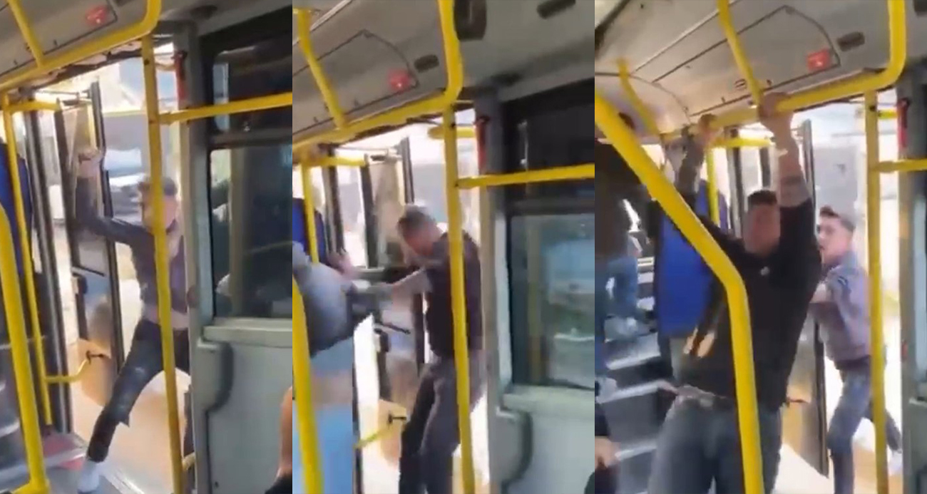 Otobüsü satırla bastı