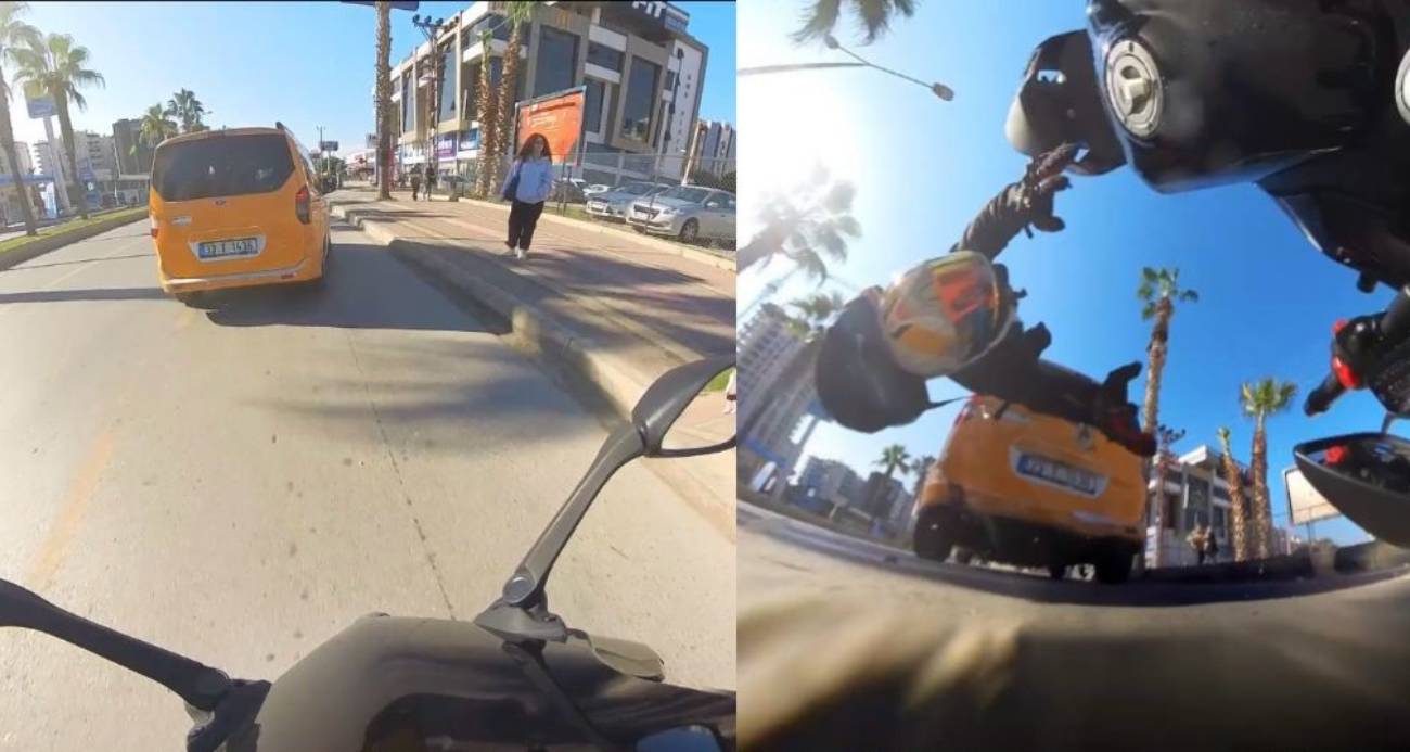 Motosiklet sürücüsü kaskı sayesinde yara almadan kurtuldu