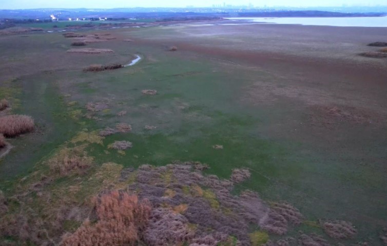 Büyükçekmece gölünde su azalıyor