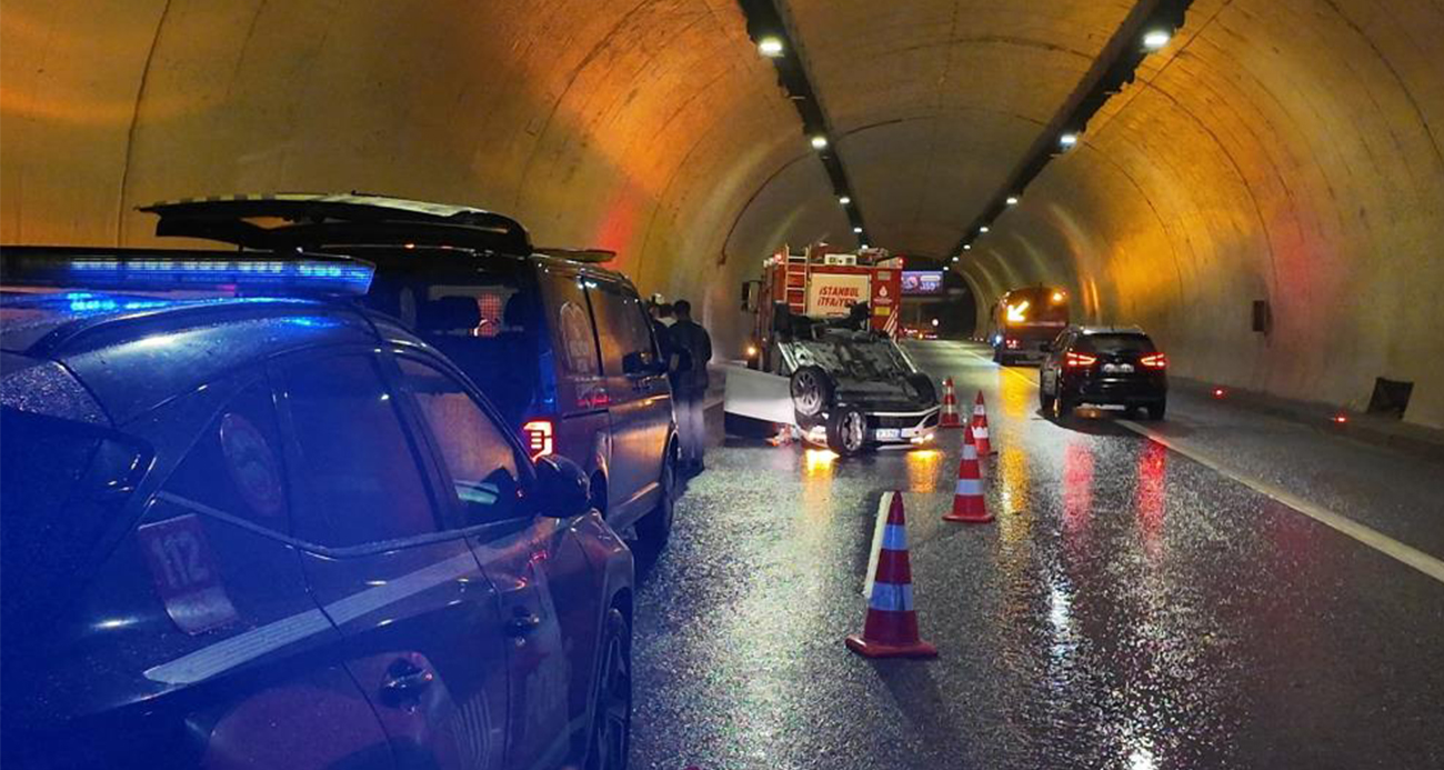 Sağanak yağış kazayı beraberinde getirdi: Tünel’de takla attı