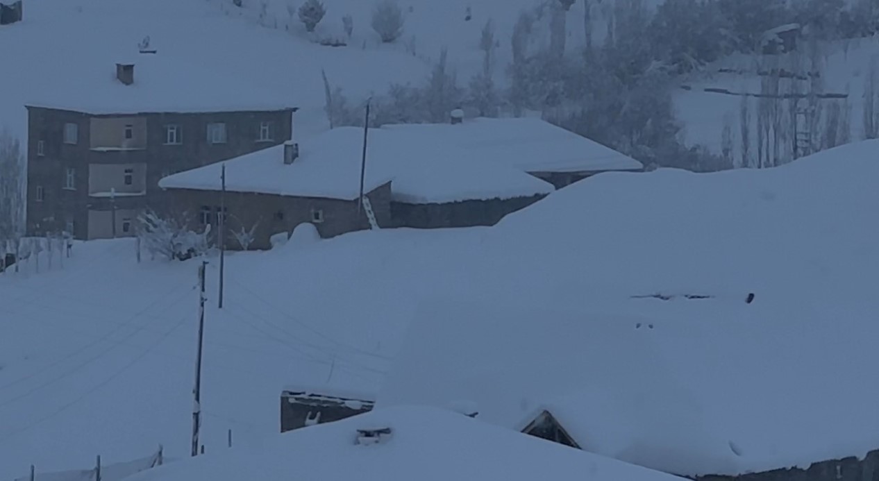 Yüksekova’da kar kalınlığı 40 santimetreyi geçti: Araçlar ve tek katlı evler kara gömüldü
