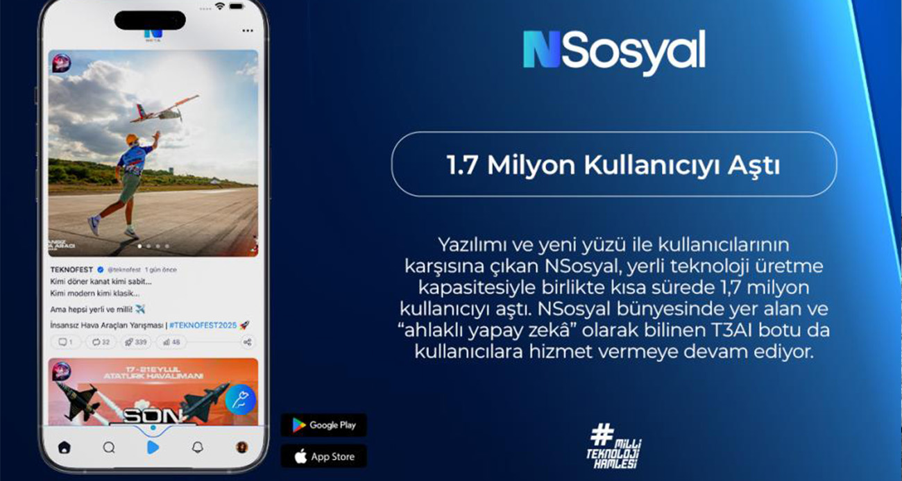 Türkiye’nin yeni nesil sosyal medya platformu NSosyal 1,7 milyon kullanıcıyı aştı