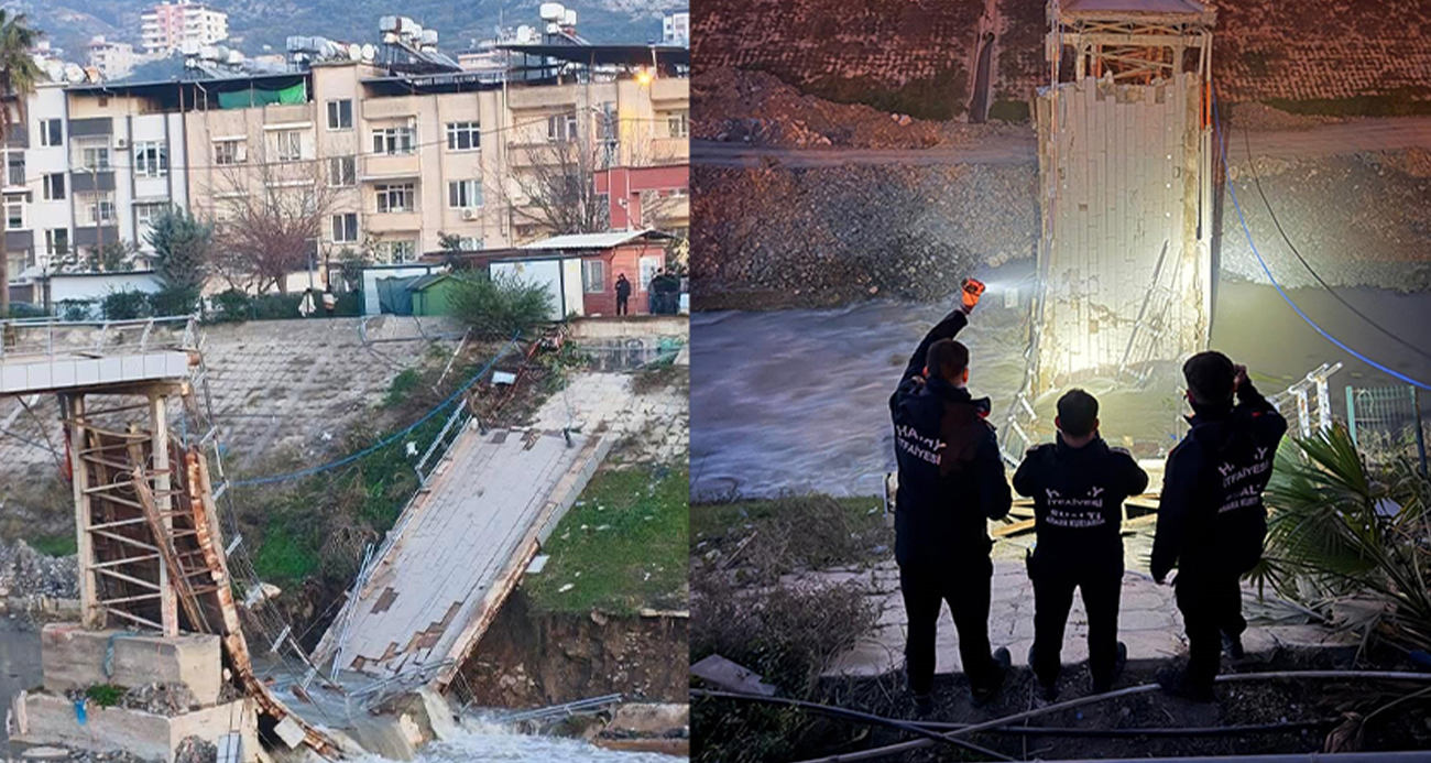 Hatay’da yayaların kullandığı beton köprünün bir kısmında çökme yaşandı, çökme esnasında köprüde kimsenin olmaması faciayı önledi.