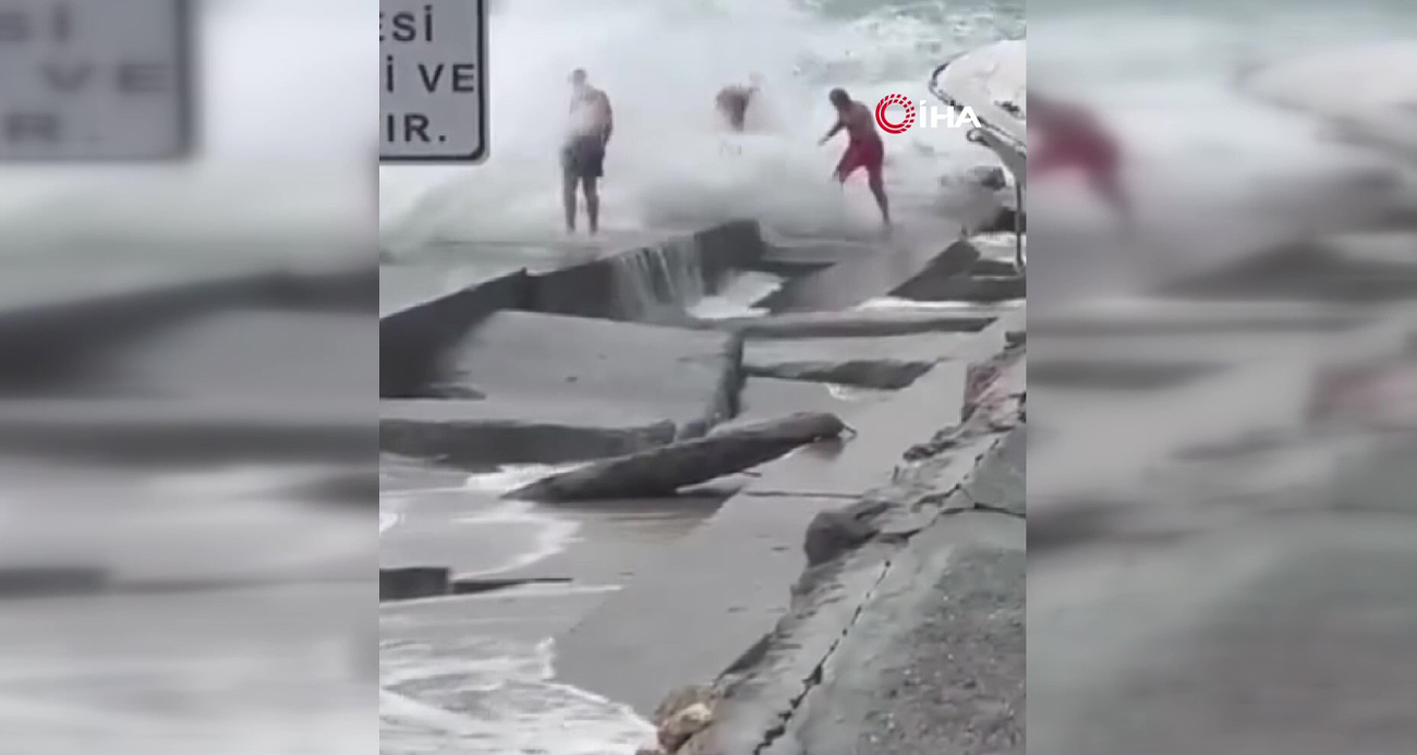 Kuvvetli lodos Caddebostan Sahili’i vurdu, denize giren 3 kişi hastanelik oldu