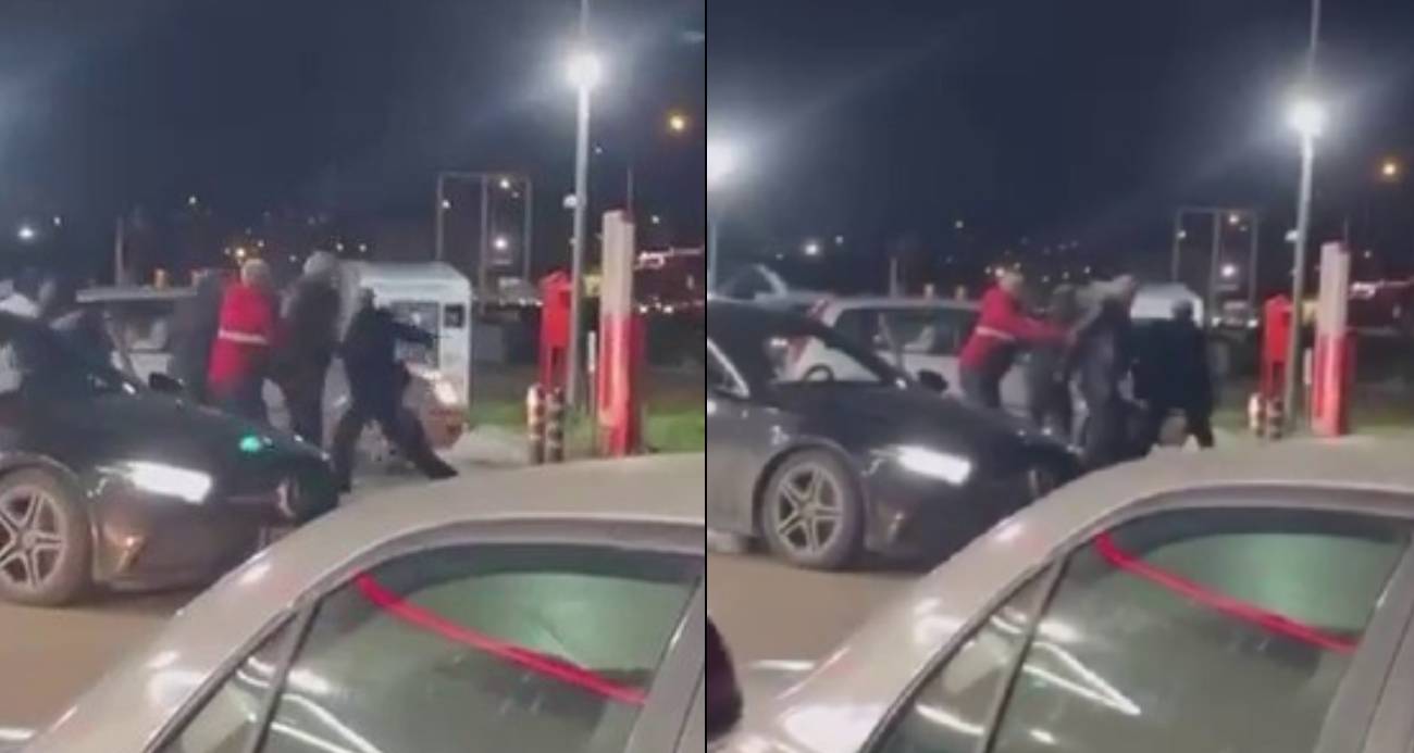 Akaryakıt istasyonunu boks ringine çevirdiler