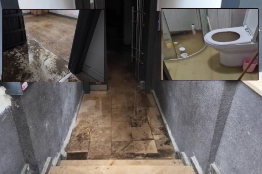 Beylikdüzü’nde bir binanın 2 dairesini su bastı: Bina boşaltıldı