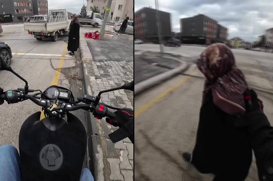 Karşıya geçemeyen yaşlı kadının imdadına duyarlı sürücü yetişti