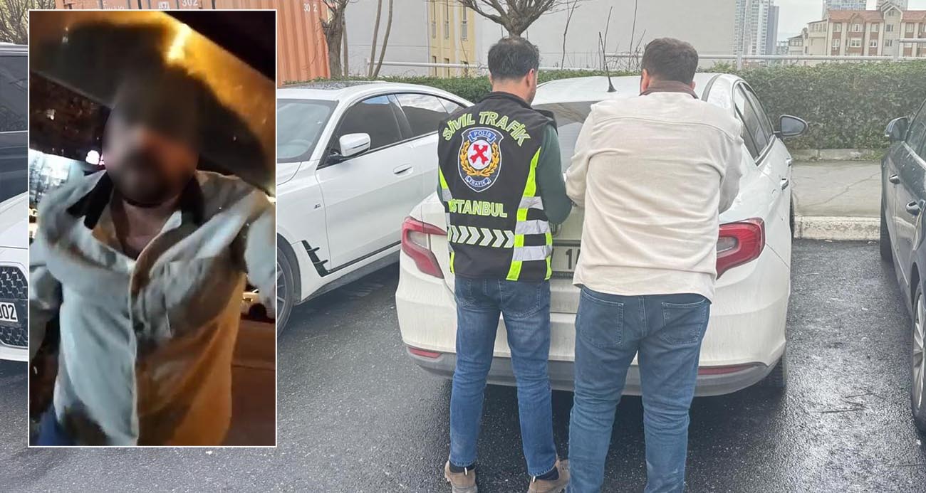 Servis sürücüsü trafikte sinirlendi, kafa atarak taksinin camını kırdı