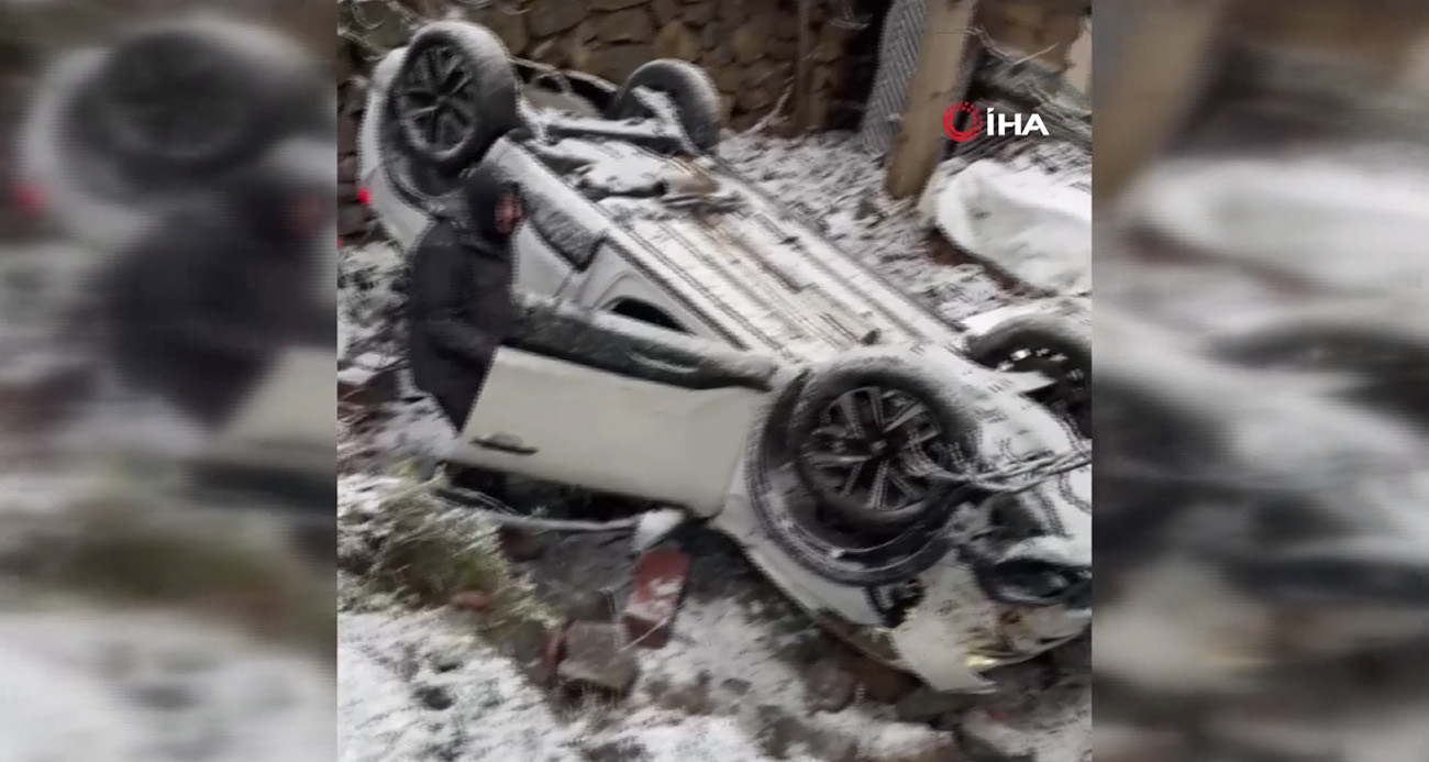 Üsküdar’da karlı yokuş kazaya sebep oldu