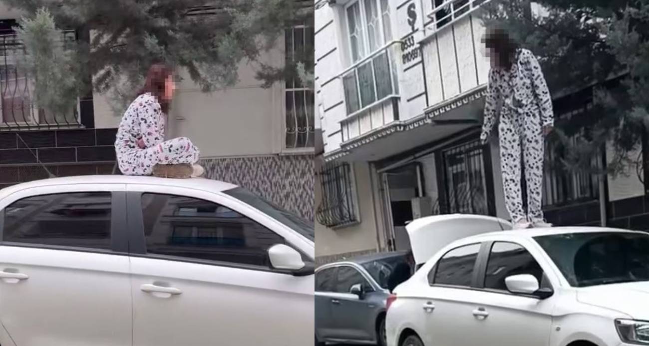 Esenyurt’ta sinir krizi geçiren kadın bir otomobilin üzerine çıkarak zıpladı: O anlar kamerada