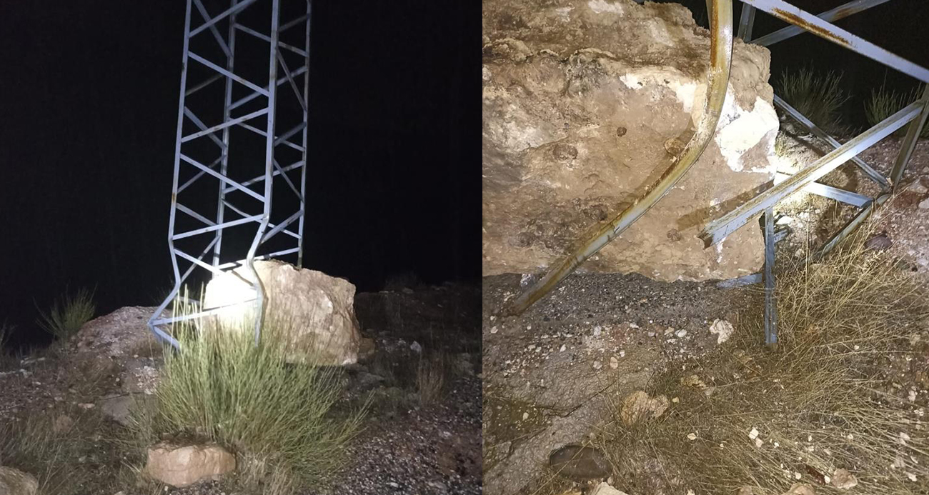 Gercüş’te facianın eşiğinden dönüldü: Dev kaya elektrik direğine çarparak durabildi