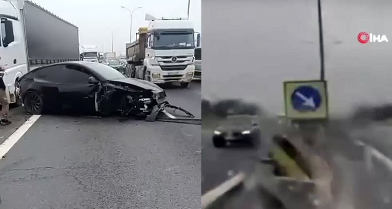 Otopilottaki Tesla karşı şeride daldı: O anlar kamerada