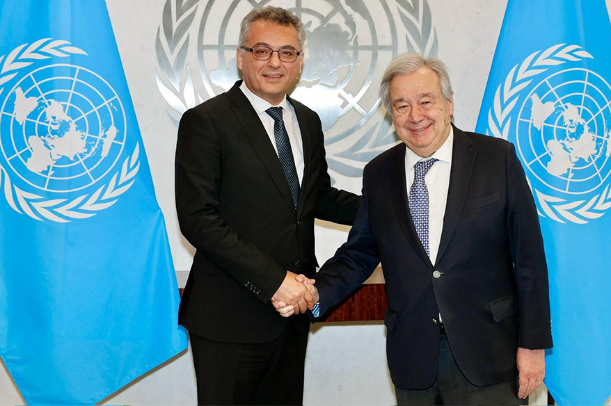 KKTC Cumhurbaşkanı Erhürman, BM Genel Sekreteri Guterres ile bir araya geldi