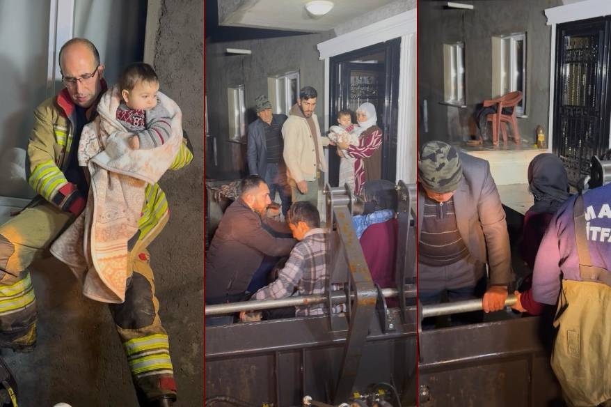 Selde mahsur kalan 11 kişilik aileyi itfaiye kurtardı