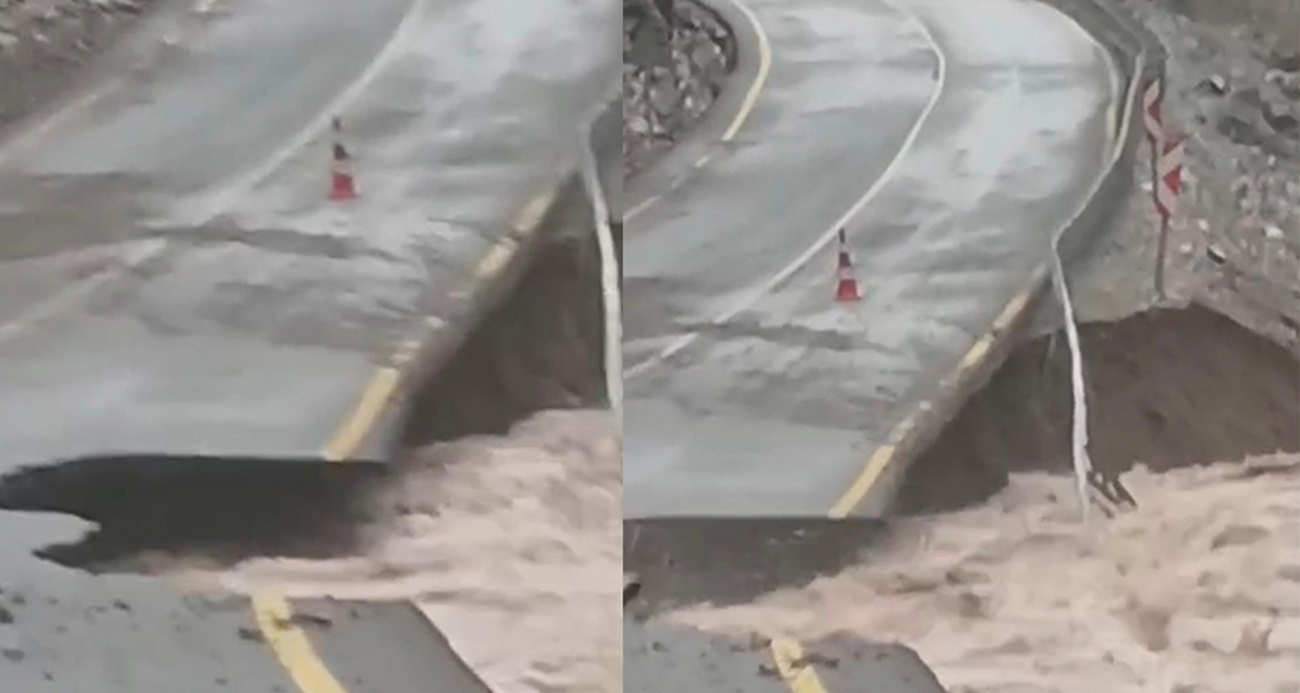 Kayseri’nin Yahyalı ilçesinde etkili olan sağanak yağış sele neden olurken, bölgede bazı mahalleler sel suları altında kaldı. Sel nedeniyle ilçede bulunan Kapuzbaşı Şelalesi’ne giden yolun bir kısmı çökerken, o anlar cep telefonu kamerasına yansıdı.