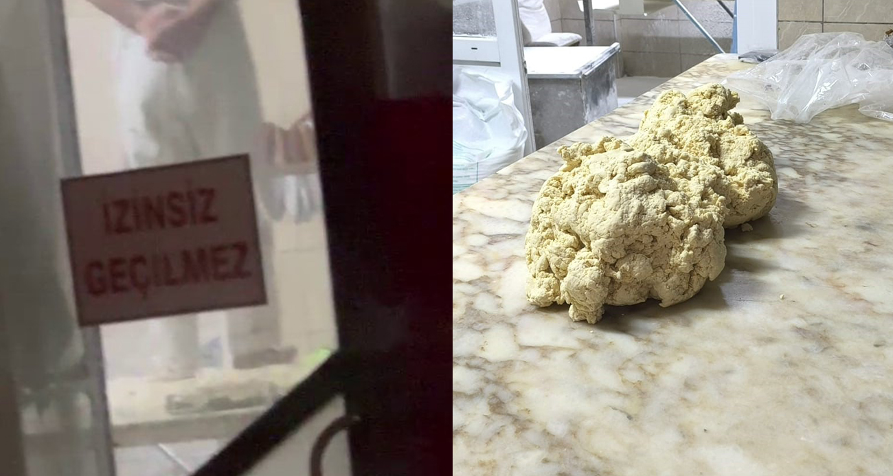 Tatlı hamurunu ayağıyla çiğnedi