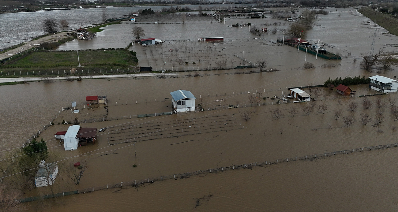 Tunca ve Meriç’te taşkın havadan görüntülendi