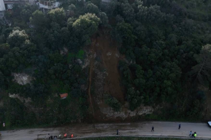 Bursa’da heyelan bölgesi dron ile görüntülendi