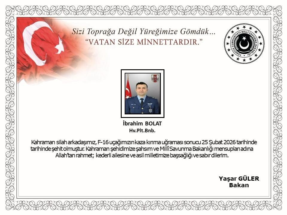 Balıkesir’de F-16 uçağı düştü: Pilot şehit oldu