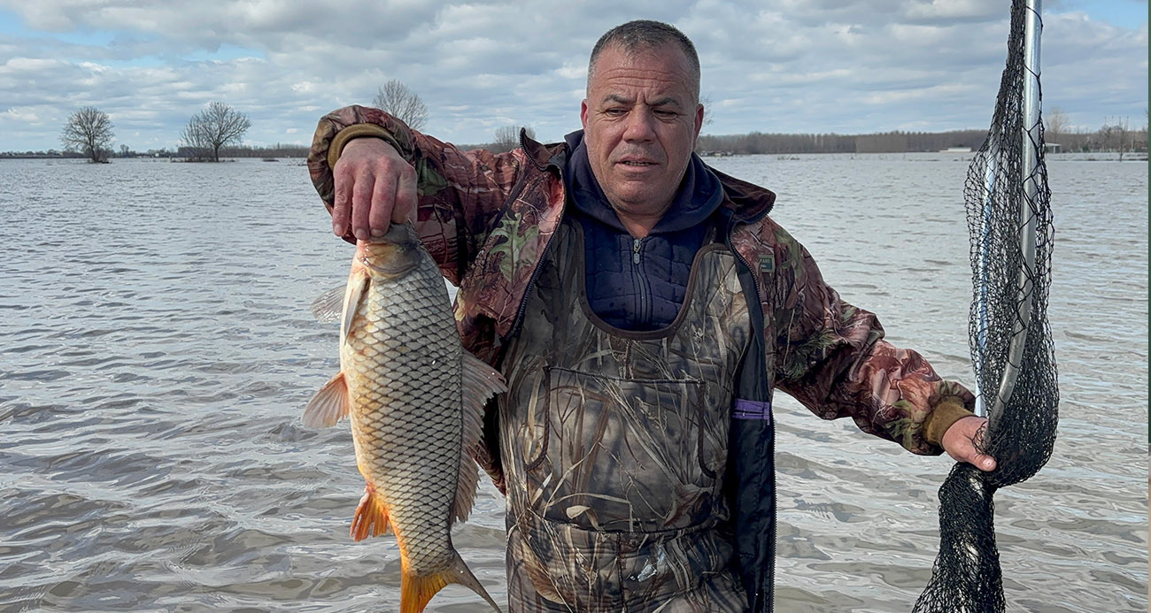 Meriç’in taşması sonrası tarlada sazan yakaladılar