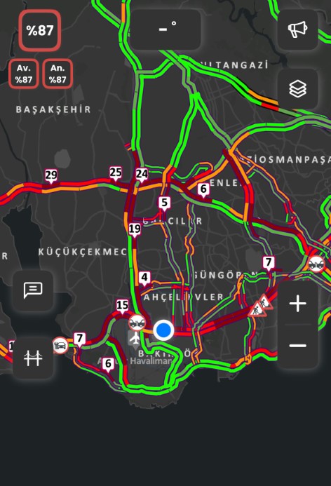 İstanbul’da iftar öncesi trafik yoğunluğu yüzde 87’e çıktı