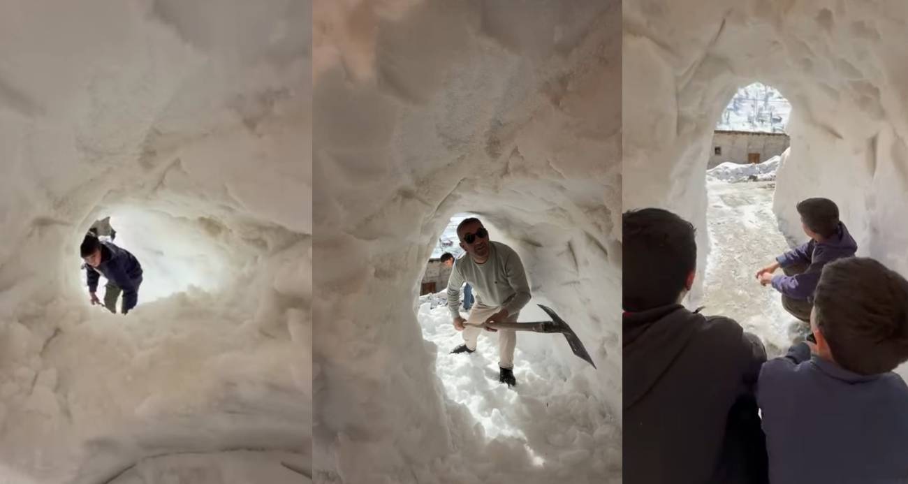 Bahçesaraylılar açtıkları kar tünelleriyle günlük hayatlarını sürdürüyor